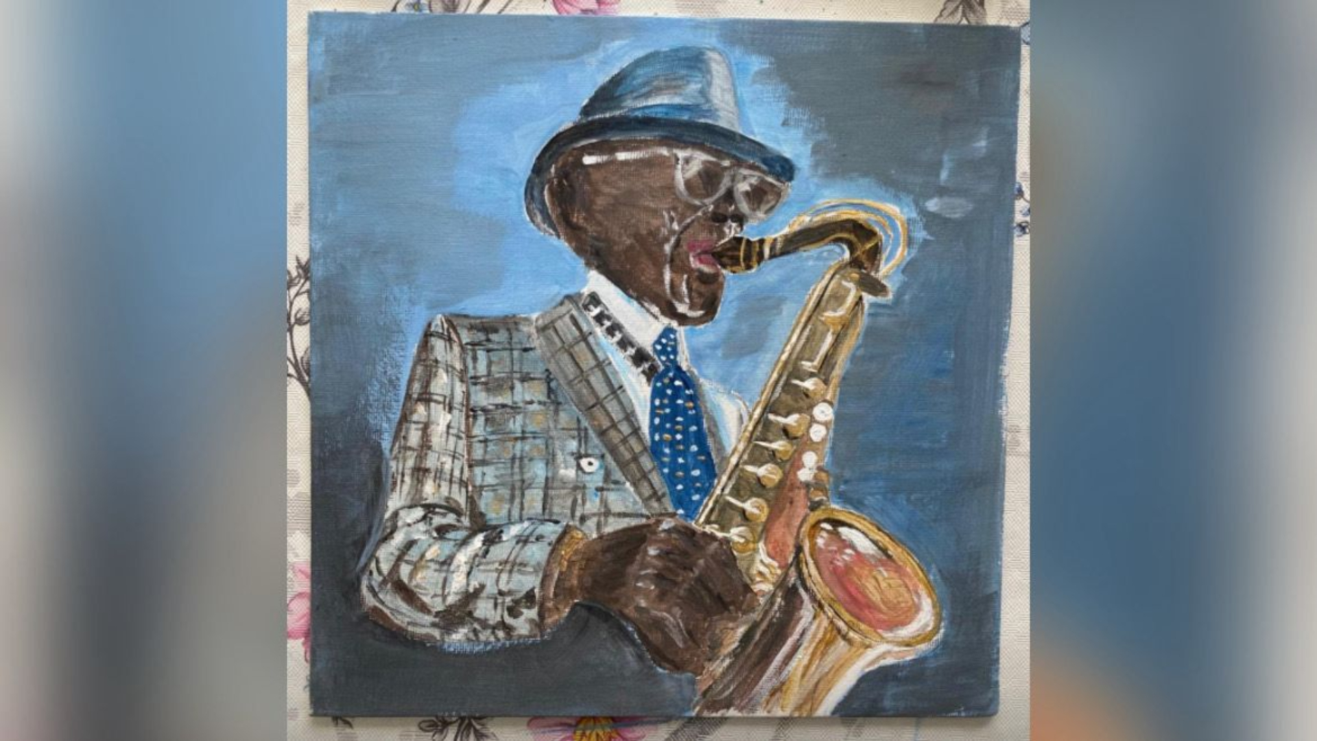 Een kunstwerk dat de vader van Paola heeft gemaakt.