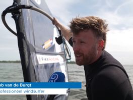 Training van windsurfer die 24 uur achter elkaar surft voor goed doel