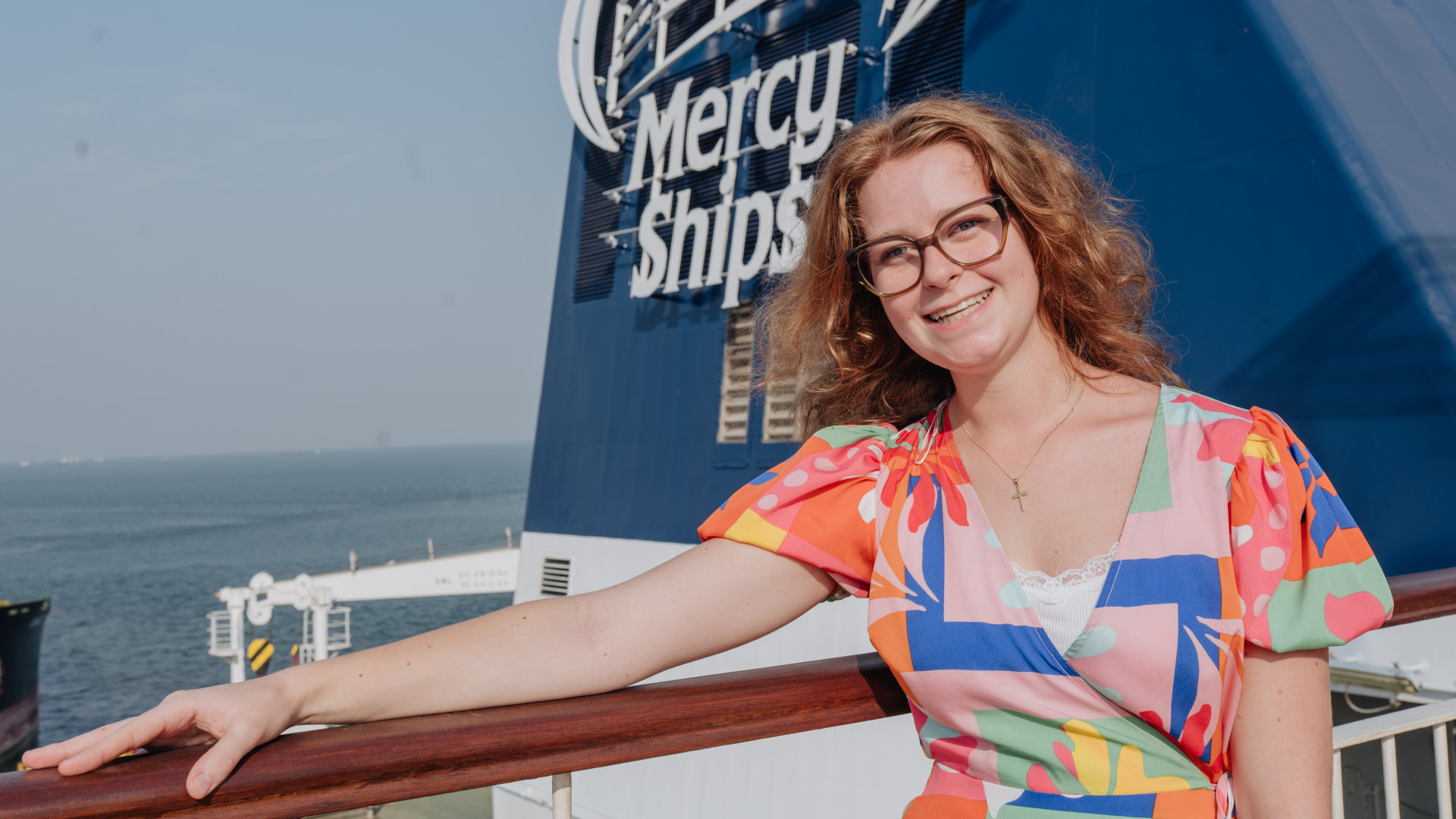 Marit Verheul op het scheepsdek