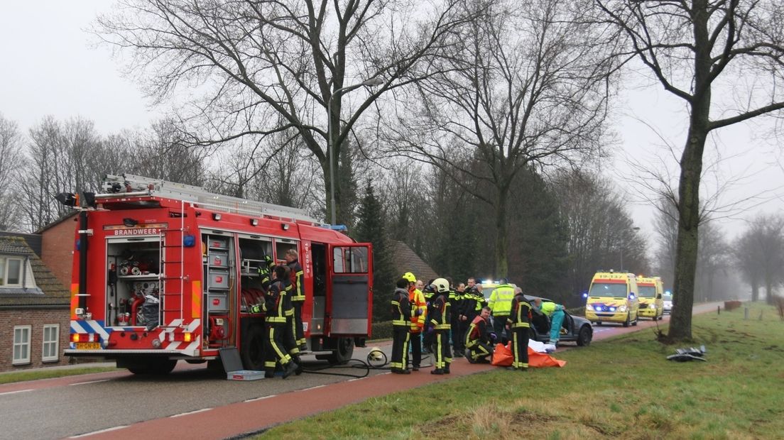 Auto botst tegen boom, een vrouw komt om (video)