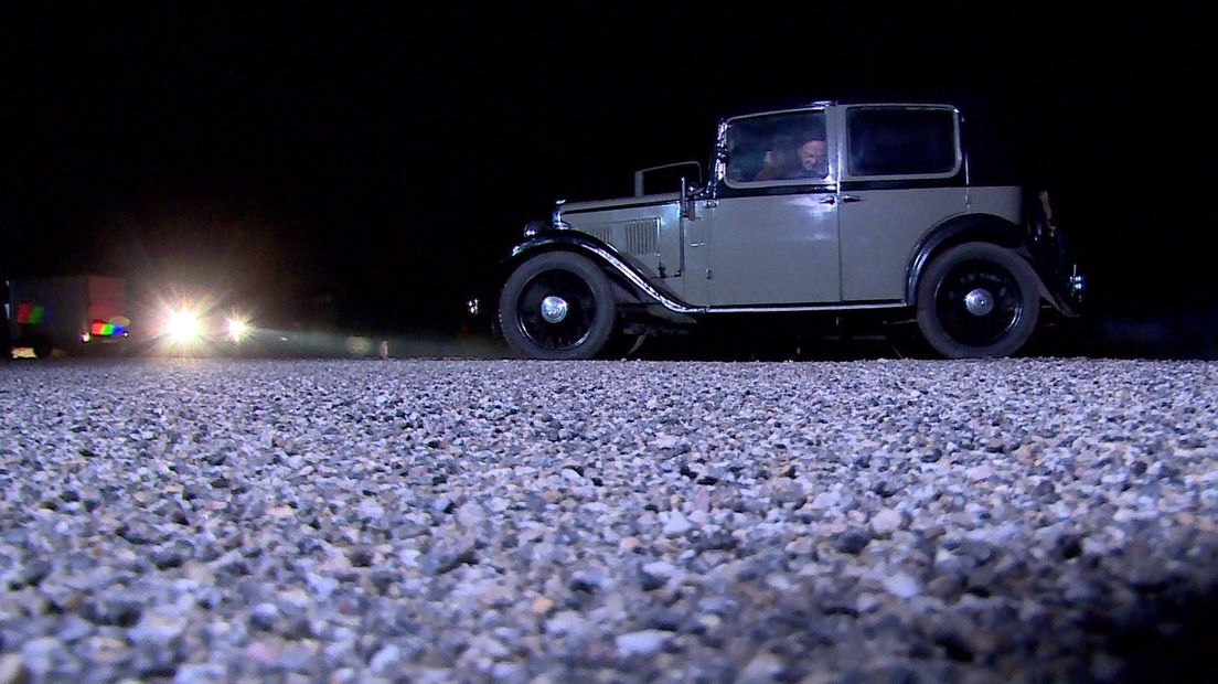 Opnames met oldtimers voor film Stormvloed in de Schelphoek van Tjeerd Muller