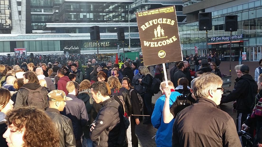 Demonstratie AFA voor vluchtelingen 