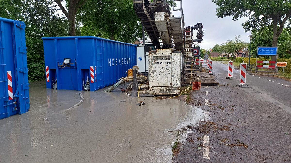 Vandalisme bij bouwlocatie Kollumersweach: grote container met bentoniet geleegd