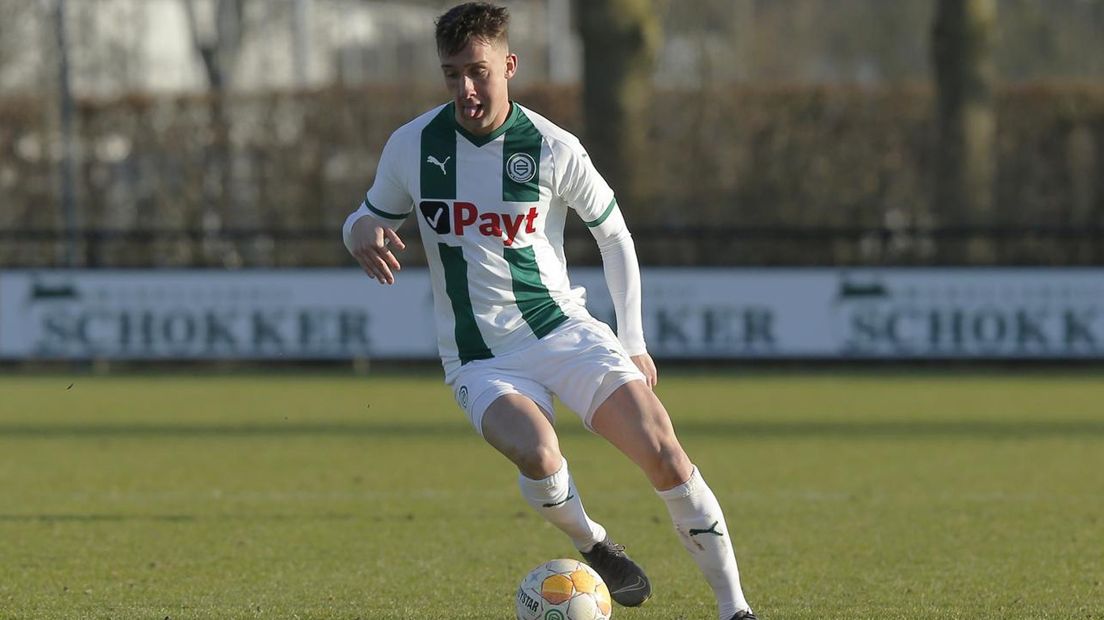 Matthijs Hardijk scoorde de 1-3 namens Jong FC Groningen archieffoto