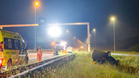 Auto vliegt uit de bocht • overlast door noodweer