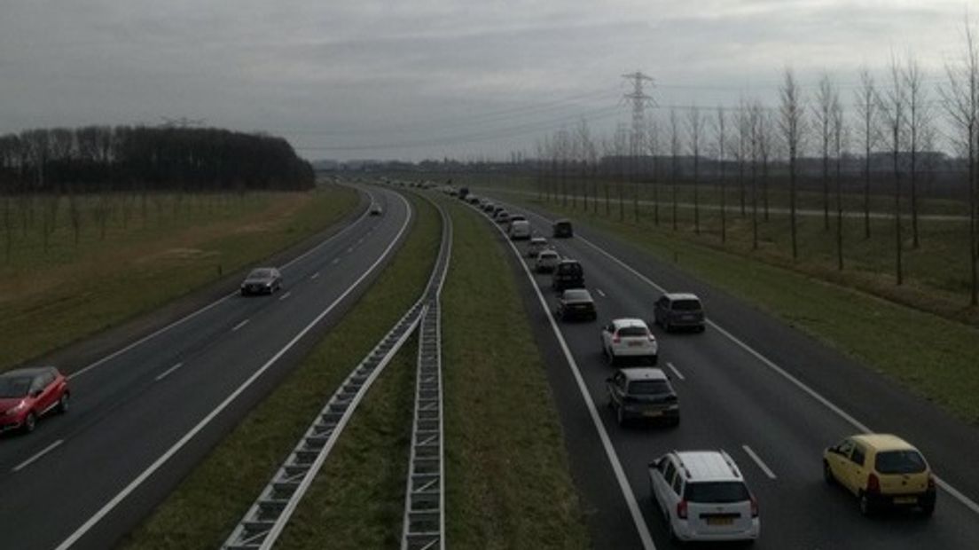 File op de A58, archieffoto