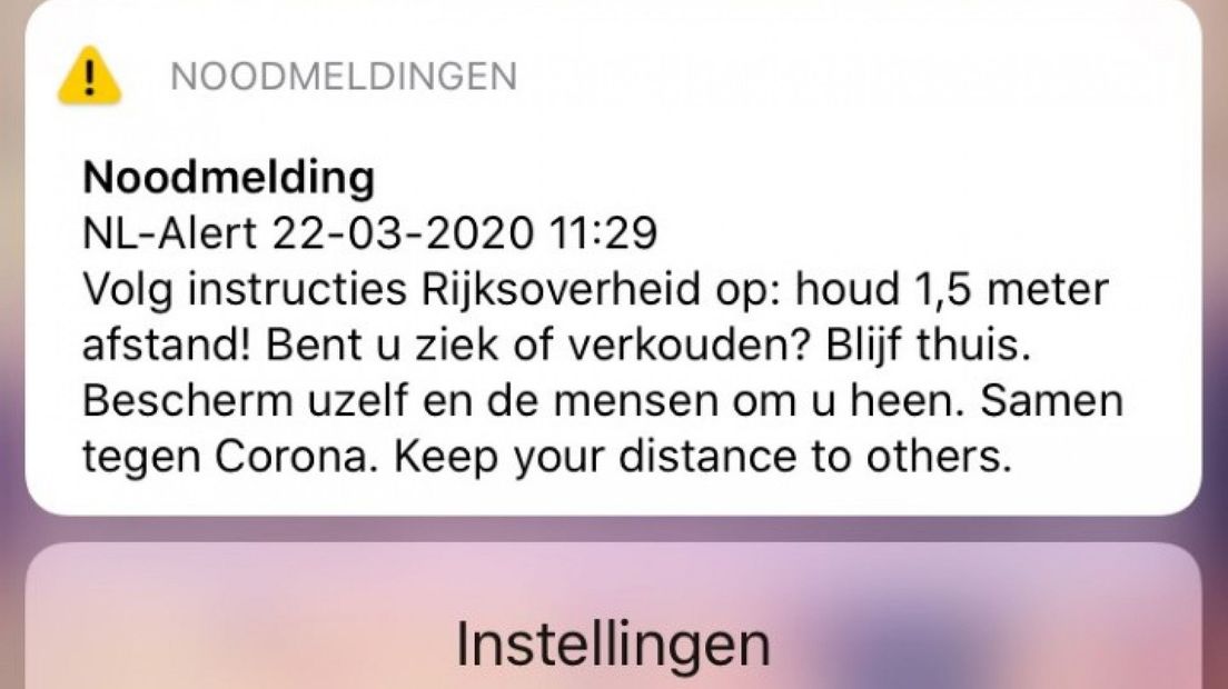 De tekst van het NL-alert