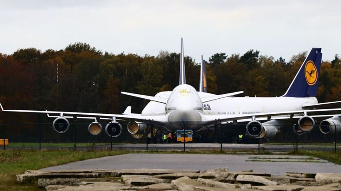 De Boeings 747 van Lufthansa op Twente Airport