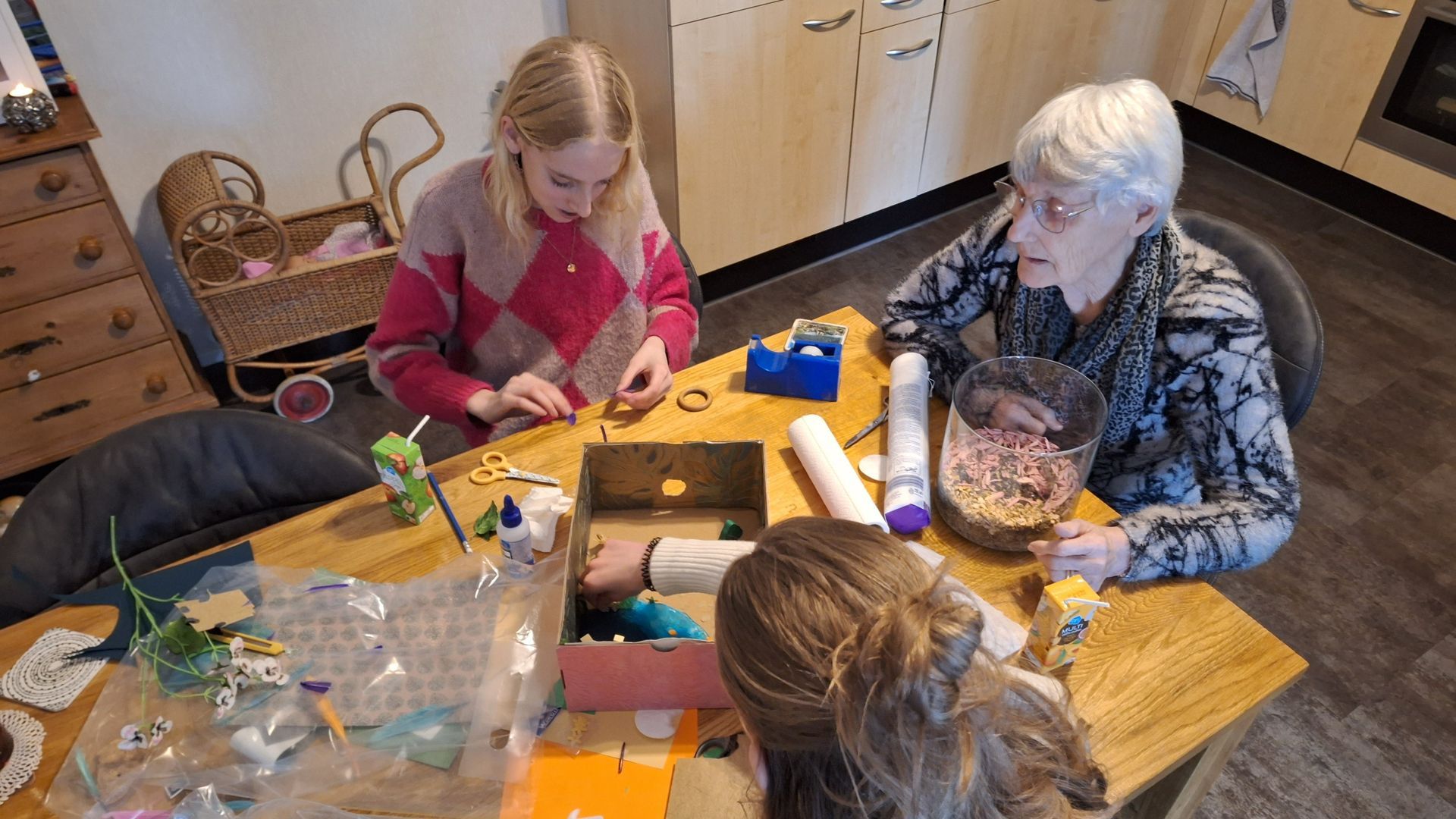 Schaersvoorde leerlingen bij senioren thuis.
