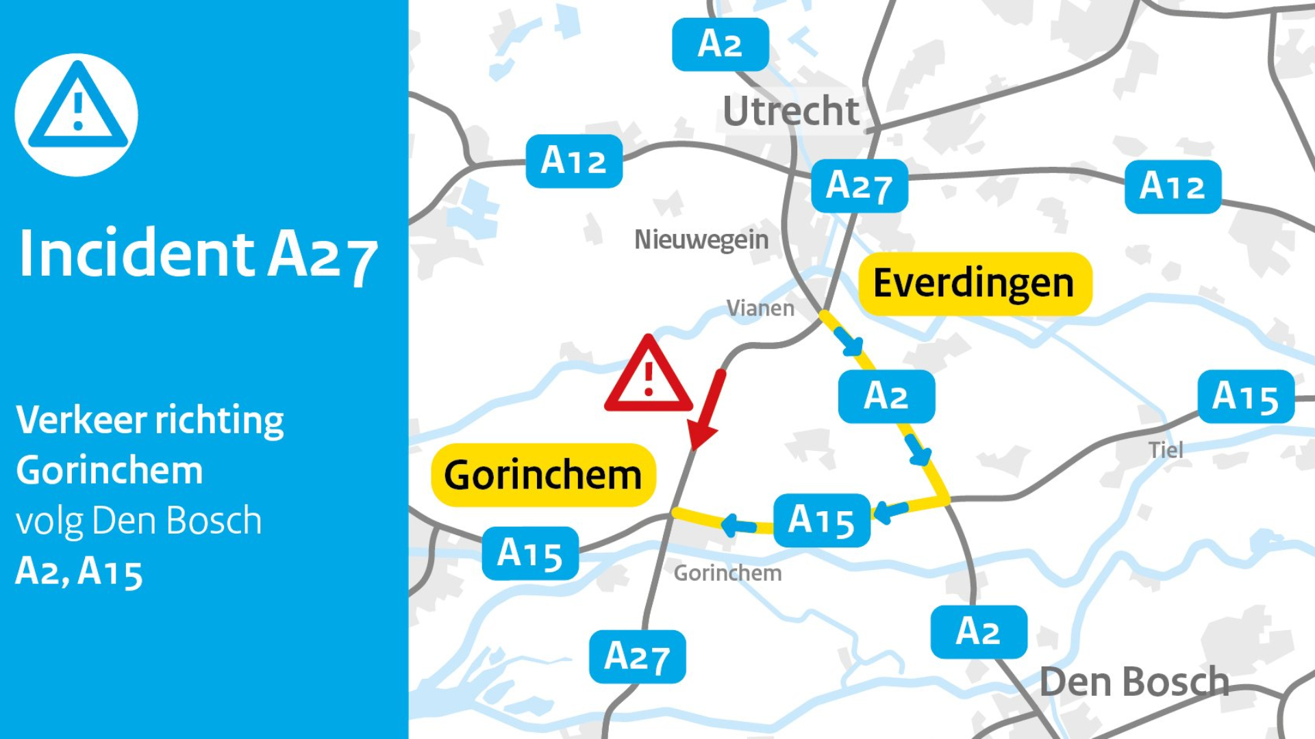 Flinke vertraging op A27 door defecte bus, verkeer omgeleid via A2 en A15