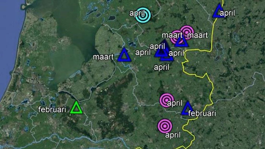 De kleuren geven individuele wolven aan