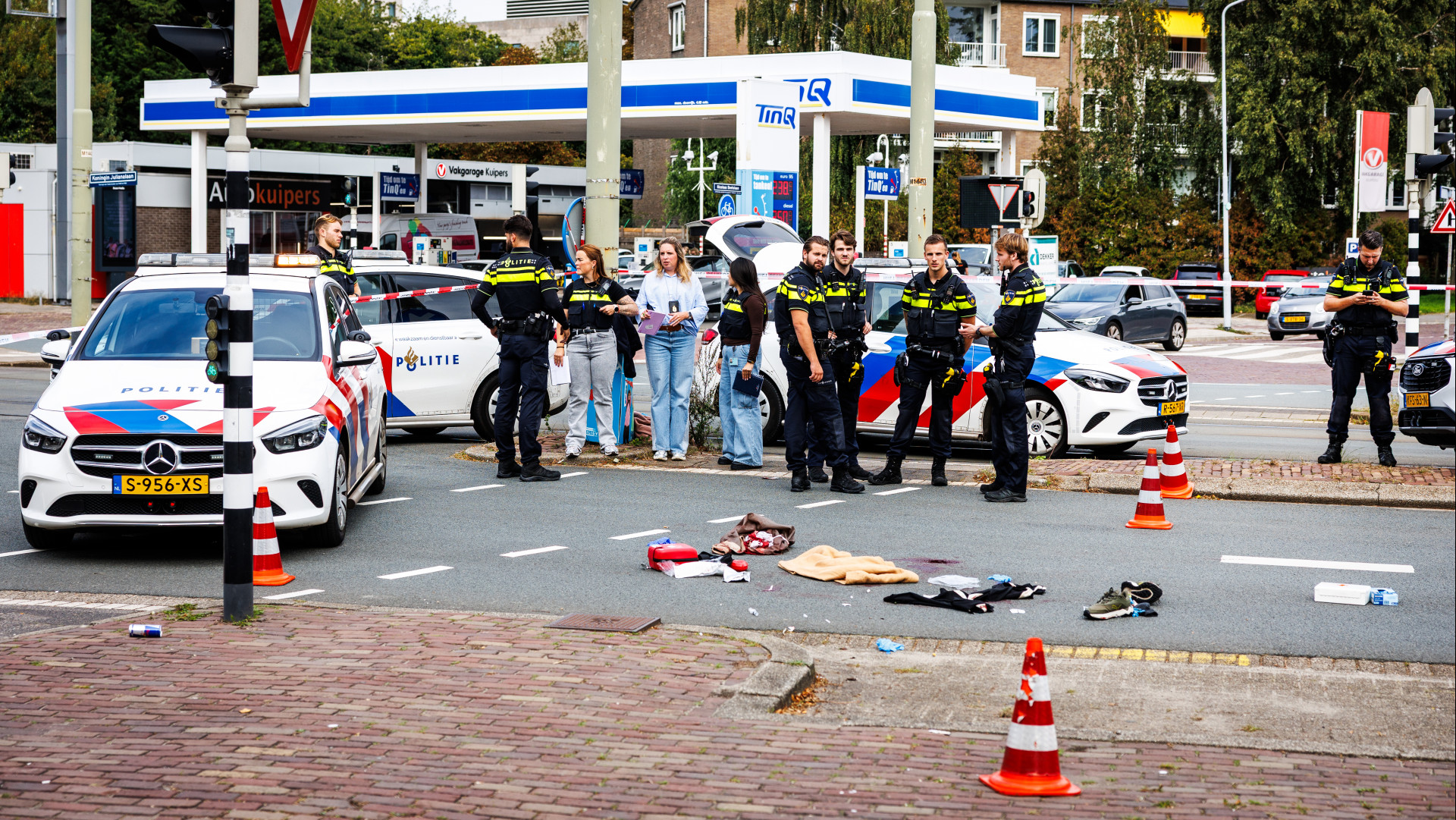 Veel politie op de plek van de steekpartij