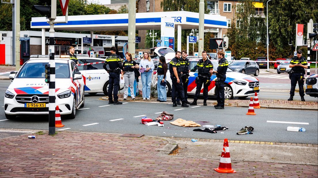Veel politie op de plek van de steekpartij