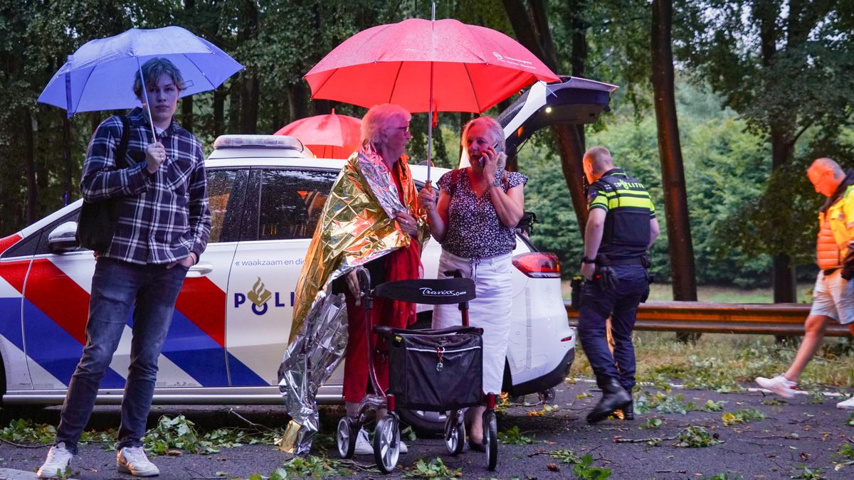 Schades, geknakte bomen en gestrande automobilisten op A28 door noodweer: 'Gekkenhuis'
