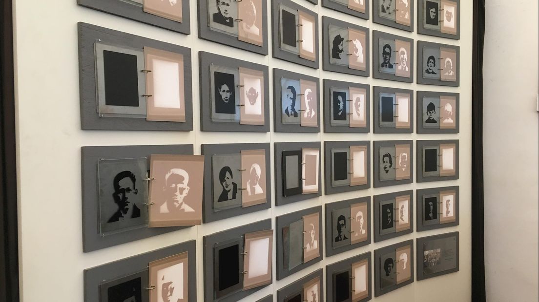 Wand met portretten van Joodse slachtoffers van WO2 in Kampen