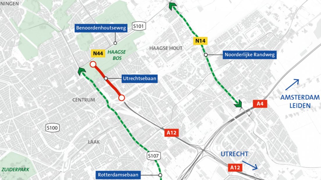 Omleidingskaart bij blokkade A12