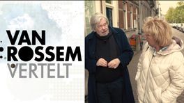 Maarten van Rossem praat met de kranslegger op dodenherdenking; de dochter van verzetsman Henk Das