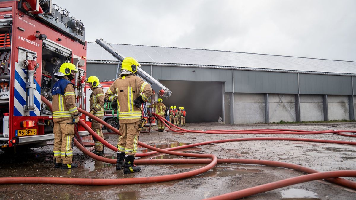 Brand in grote loods vol compost in Nieuwe-Tonge