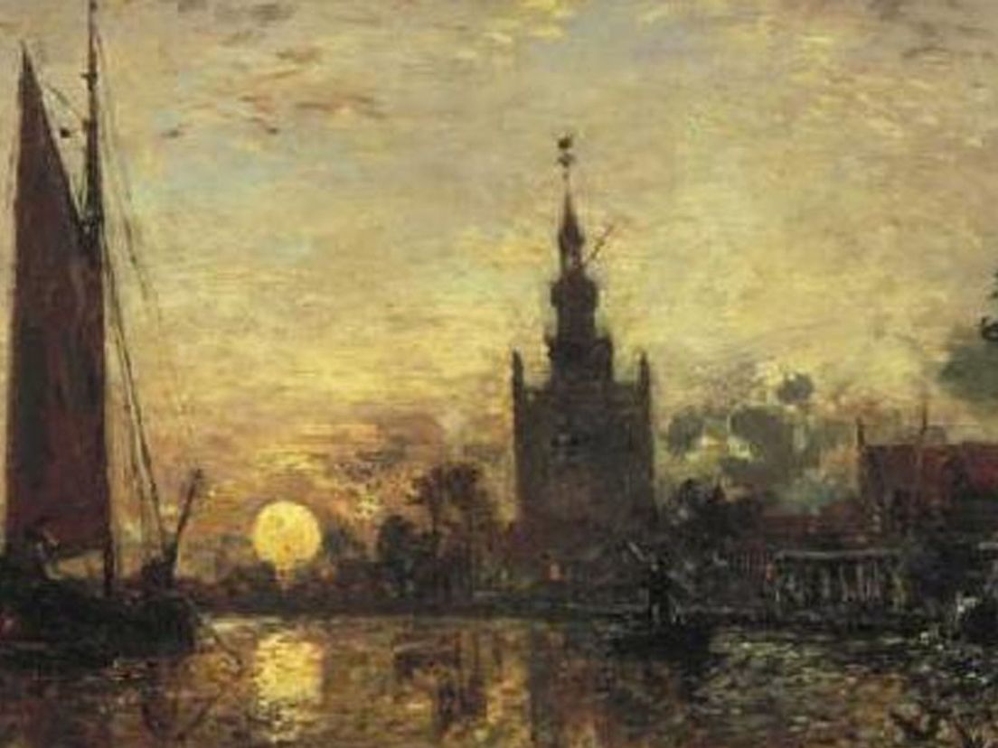 Sunset near Overschie, 1867 | Dit schilderij hangt in het Museum Boijmans van Beuningen