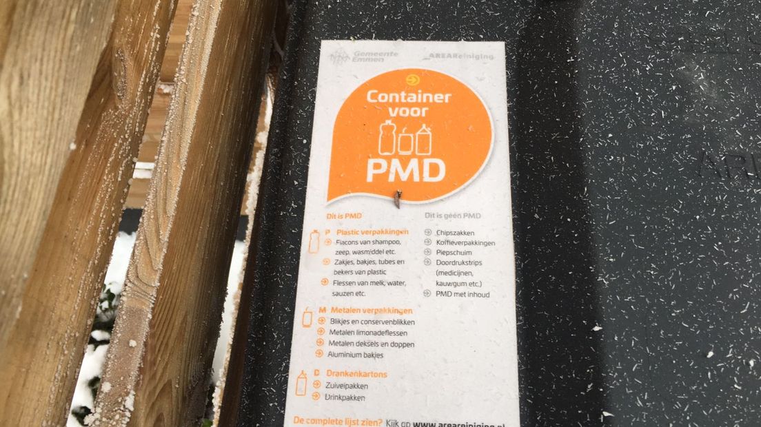 De derde PMD-container zit volgens het CDA vaak propvol (Rechten: Ineke Kemper / RTV Drenthe)