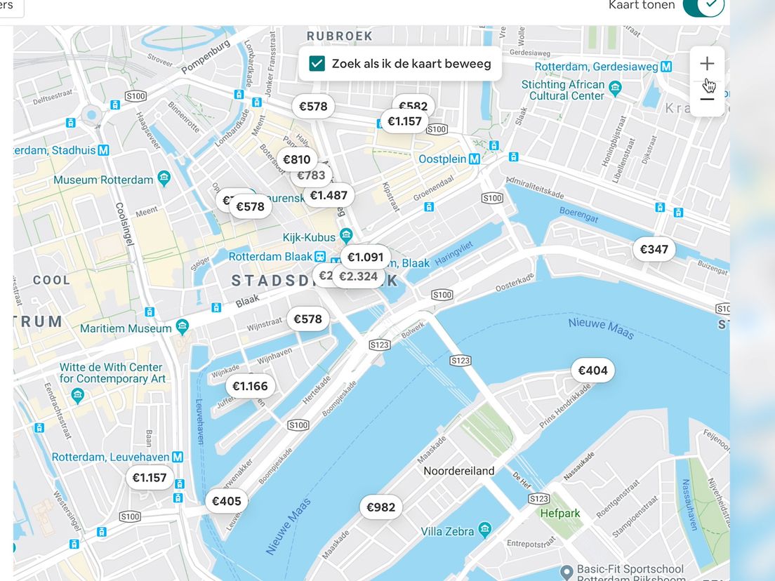 Prijzen per nacht in Rotterdam centrum op Airbnb