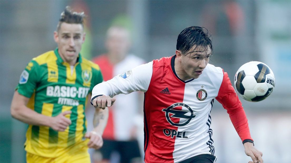 Donny Gorter in de achtervolging tegen Feyenoord 