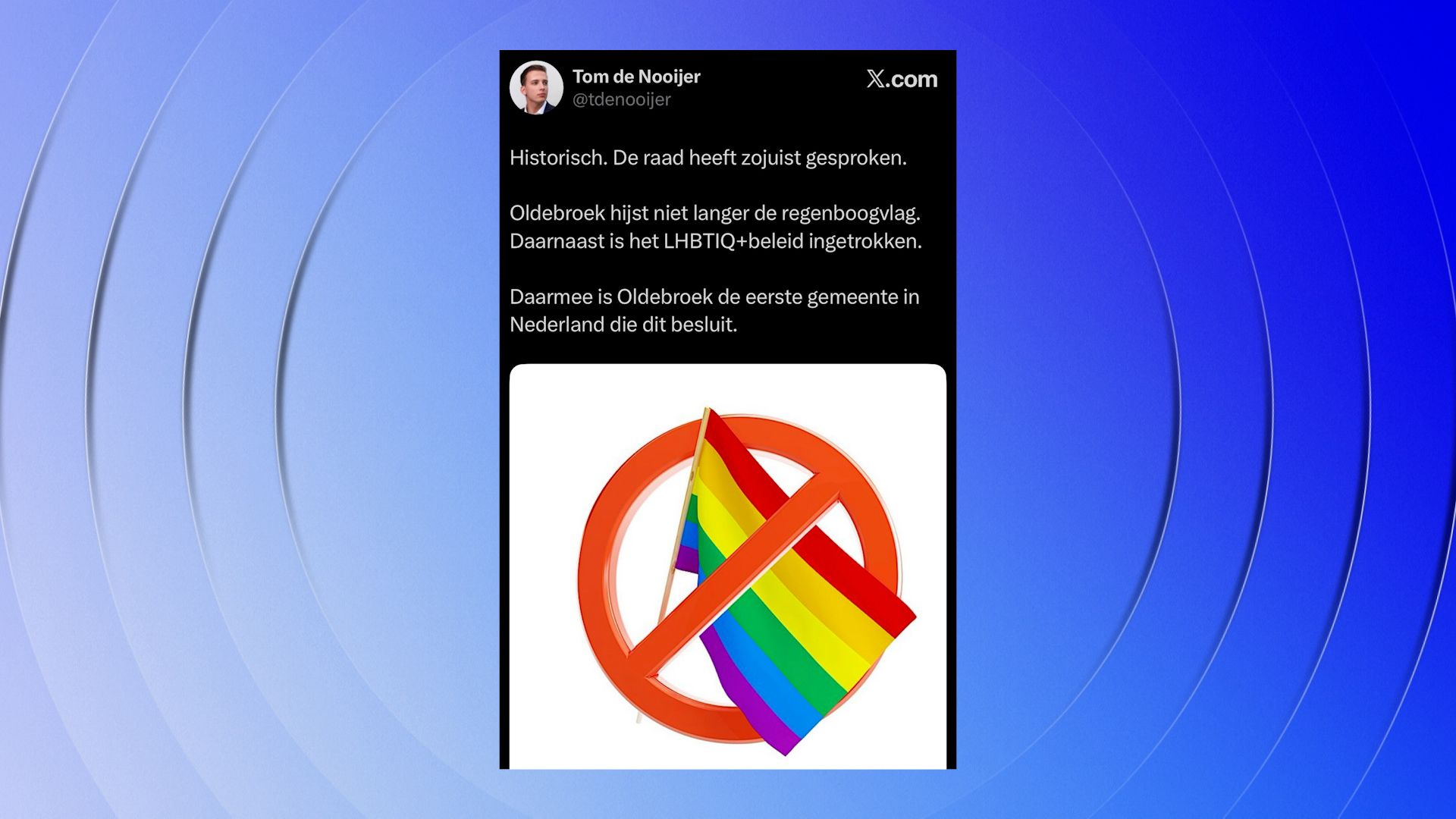 Het bericht dat Tom de Nooijer plaatste op X en daarna weer verwijderde