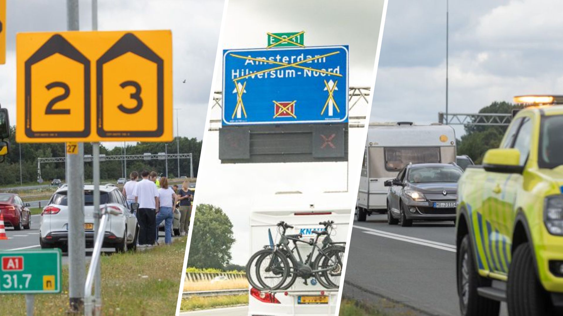 Afgesloten A1 zorgt voor files, twee ongelukken bij Baarn