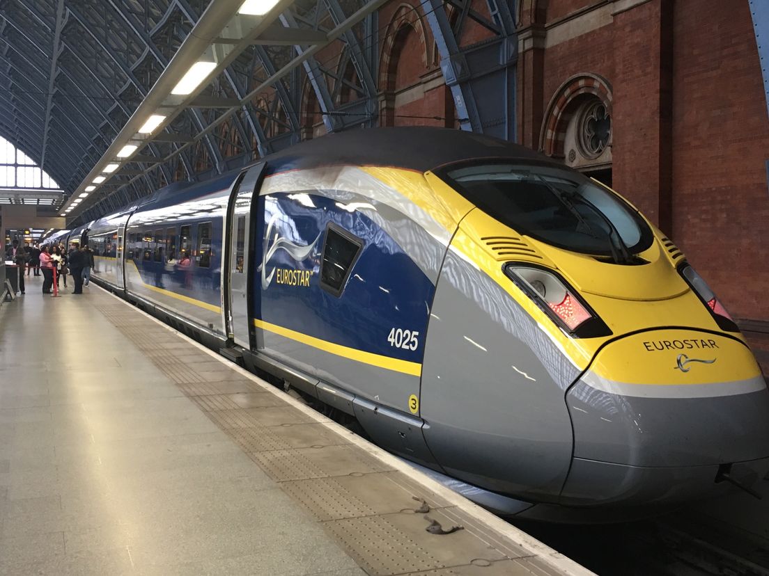 De Eurostar op station London St. Pancras