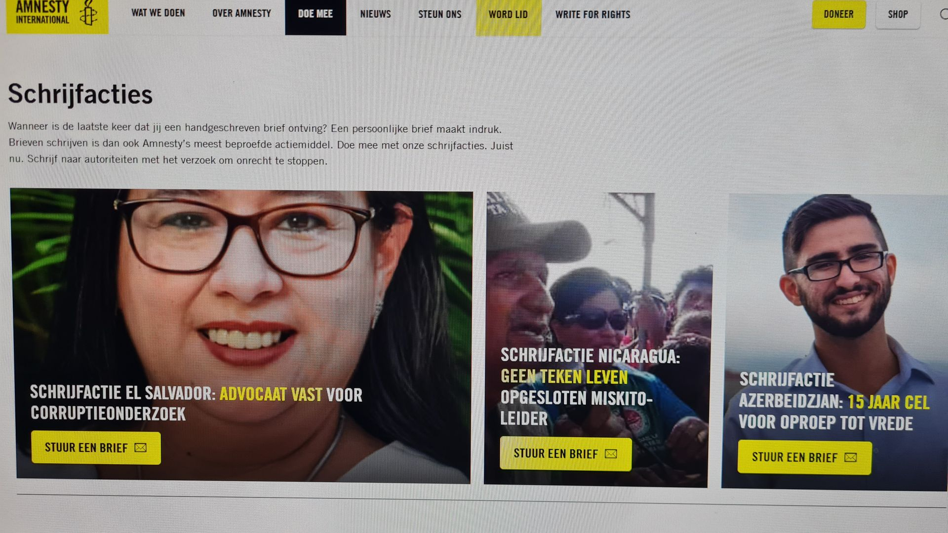Wie wil schrijven voor Amnesty International ?