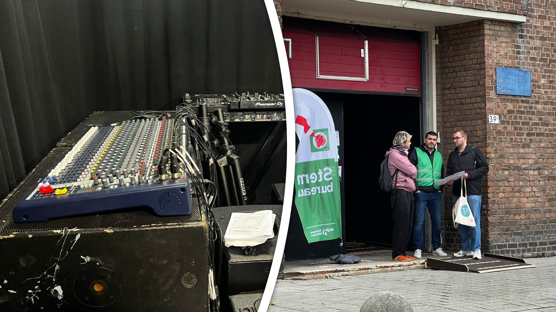 Bij dit stembureau in Rotterdam-Charlois blijft de dj-set onbemand.