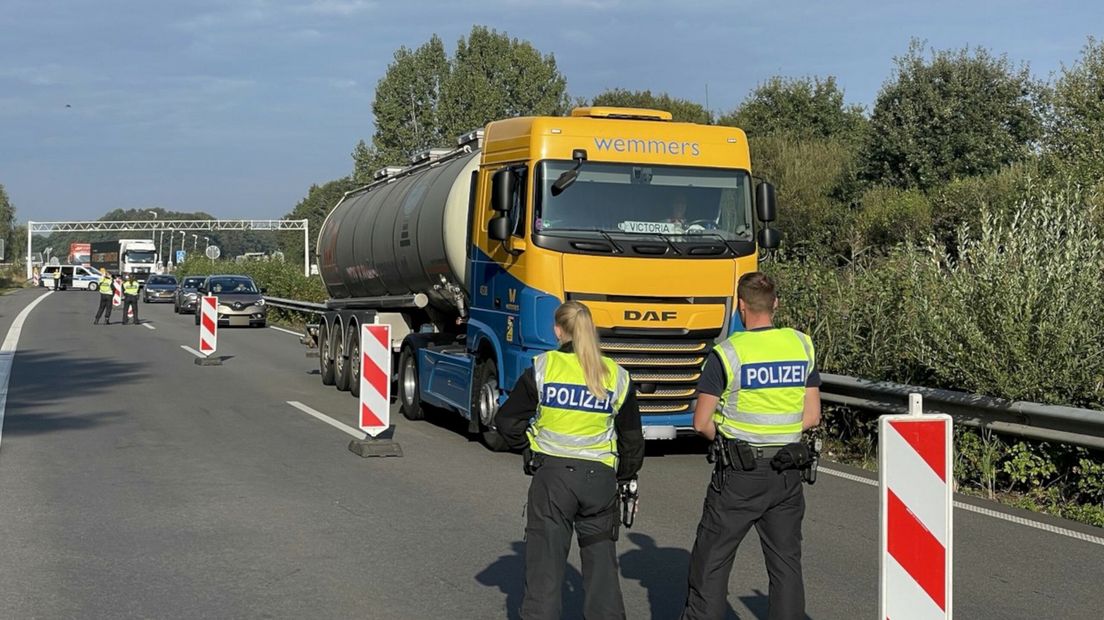 Een grenscontrole uitgevoerd door Duitsland