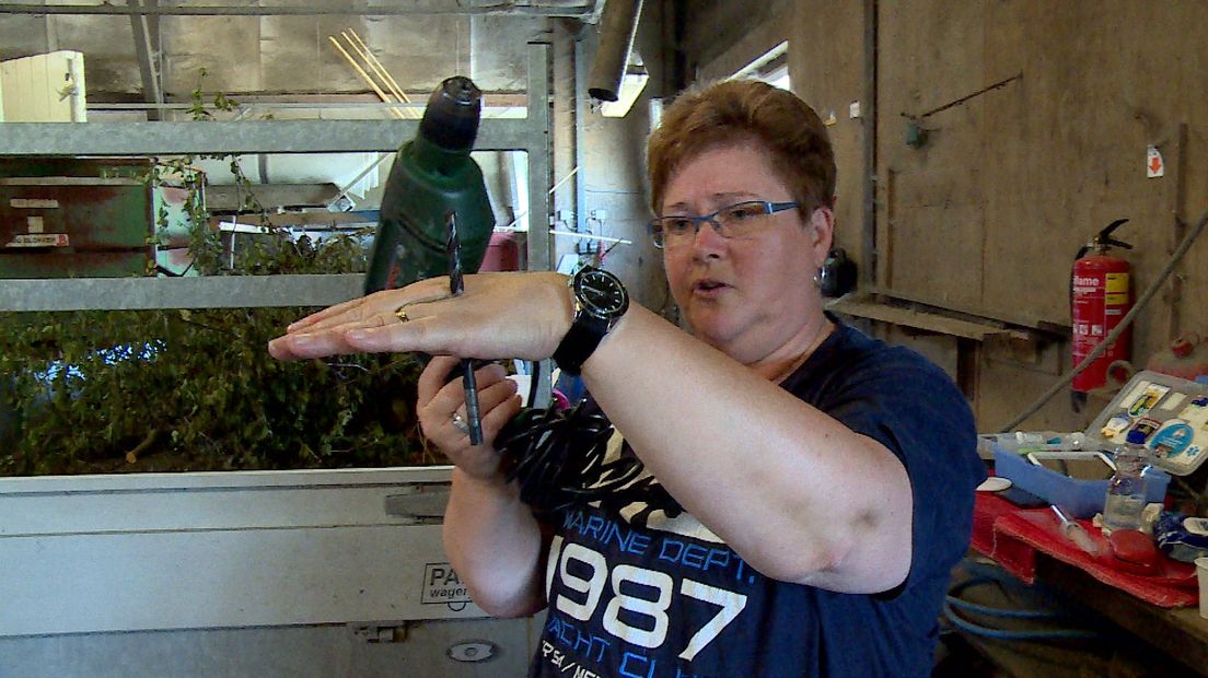 LOTUS-slachtoffer Helma Michielsen met boor door de hand