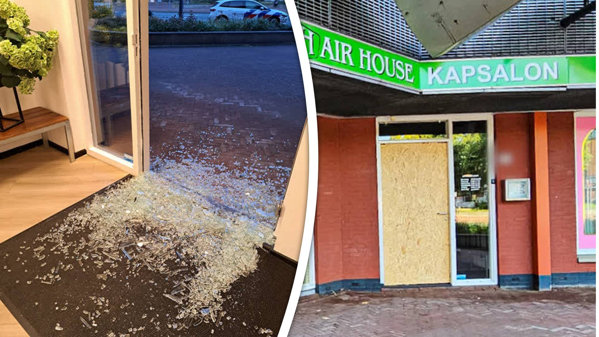 Bij de inbraak ging de glazen deur kapot.