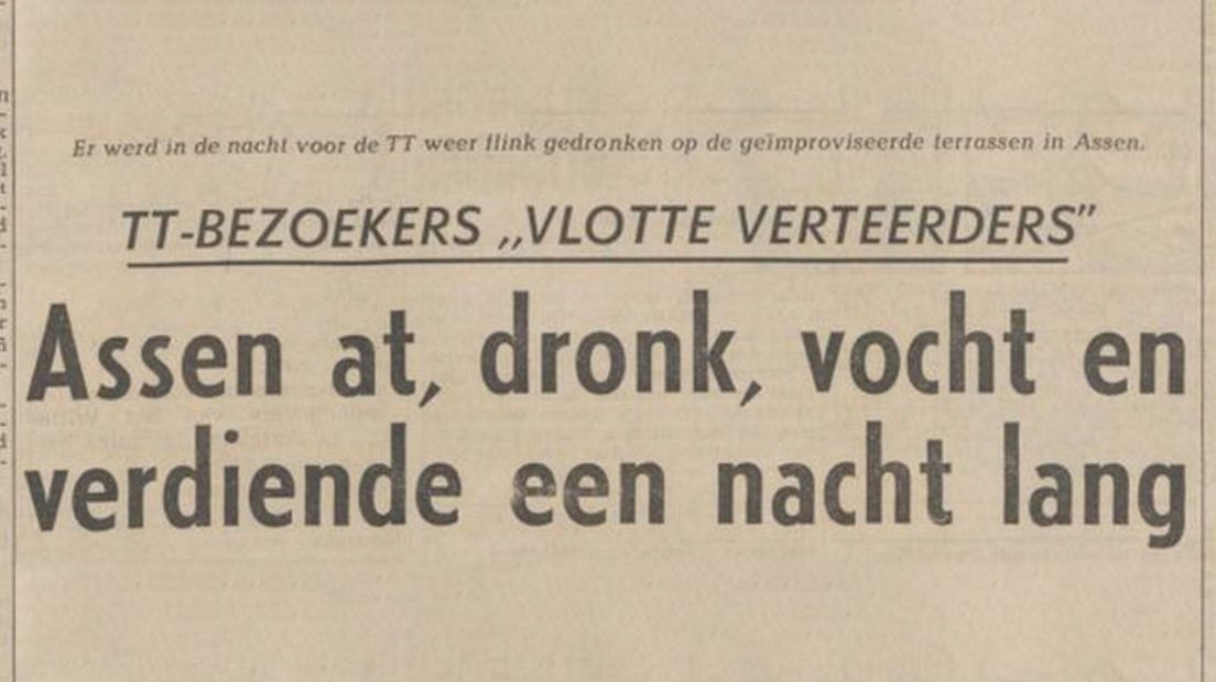 Omschrijving van de TT-nacht van 1967 in het Nieuwsblad van het Noorden (Rechten: Delpher / NvhN 24 juni 1967)