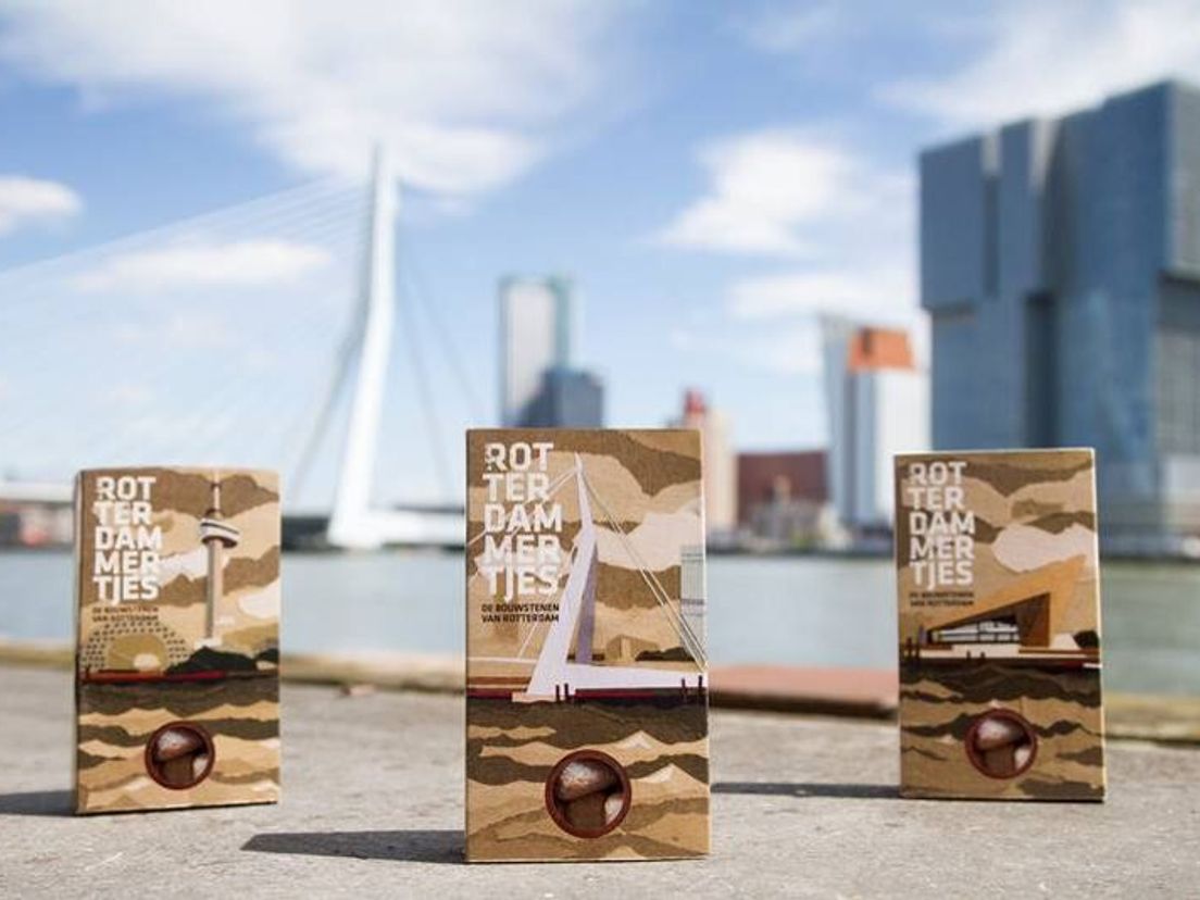 Op elk doosje staat een icoon van Rotterdam