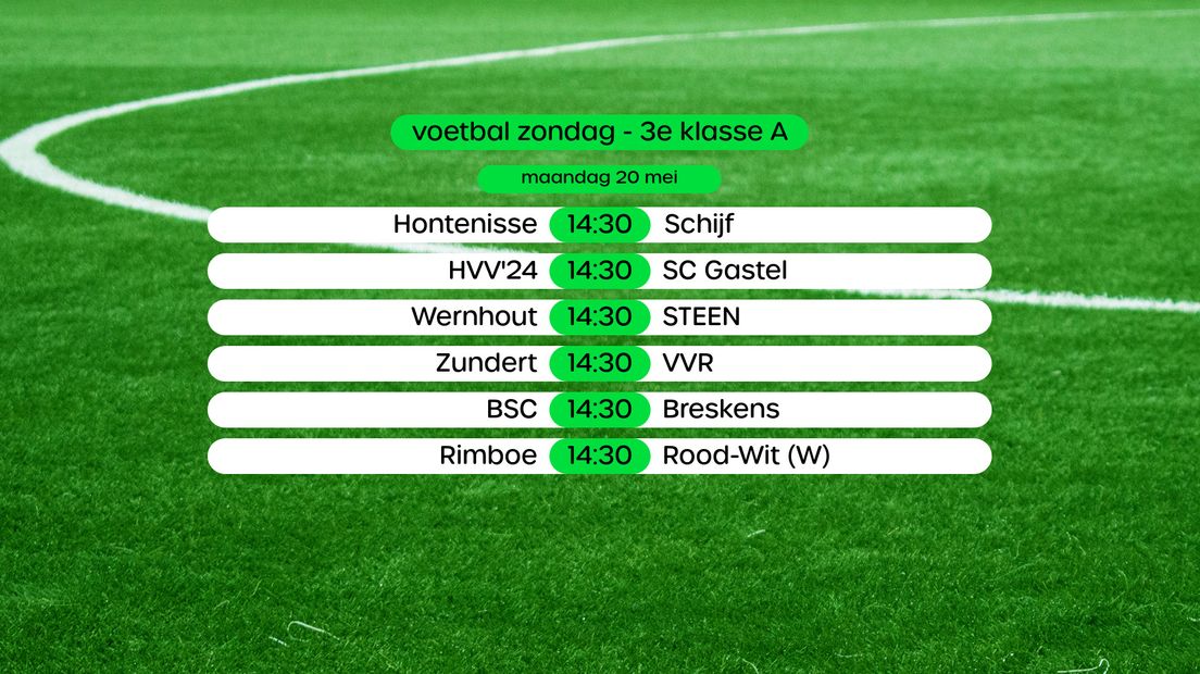 Programma 3e klasse A zondag, swipe voor stand