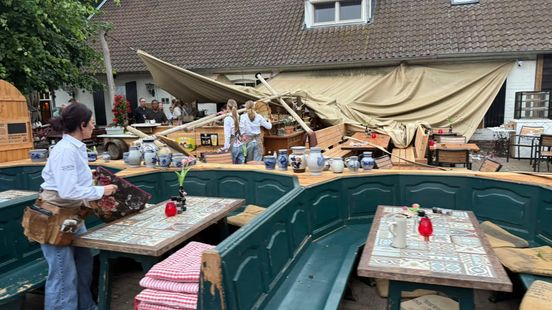 Valwind brengt paniek en chaos op terras in Heythuysen Home