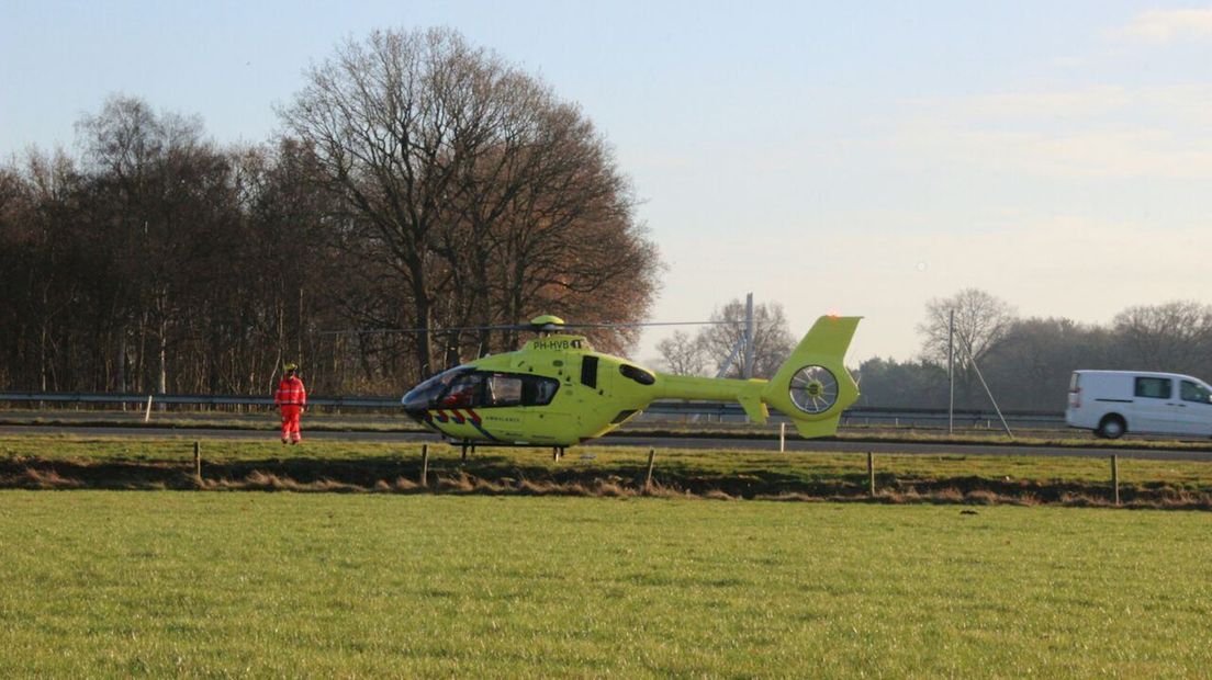 Traumahelikopter geland bij plek ongeluk