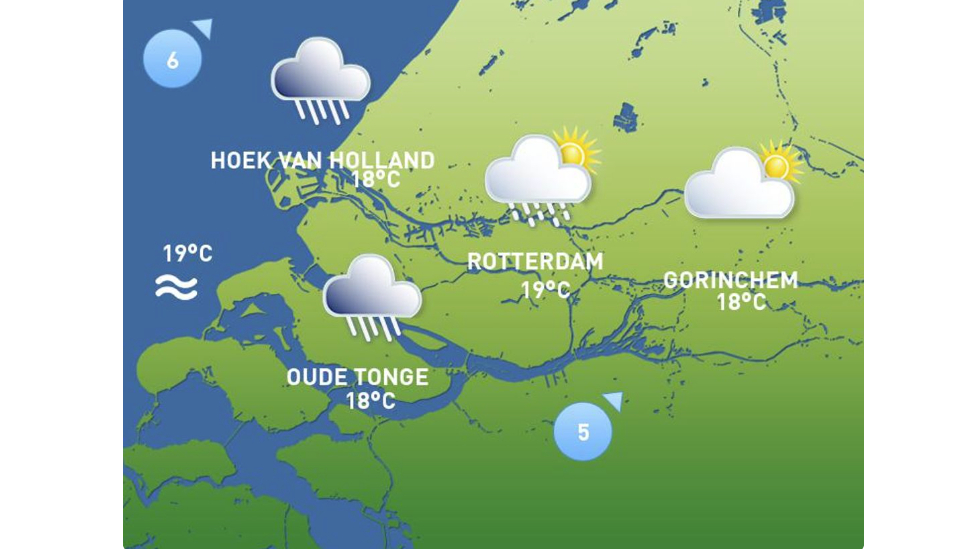 Vanavond trekken de buien naar het oosten weg en valt in de nacht slechts nog een enkele losse bui.