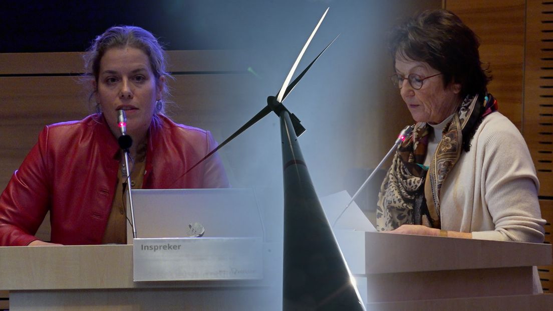 Huisarts Anneke Bodde en bewoonster Ria Bruns uiten hun zorgen over de komst van windmolens