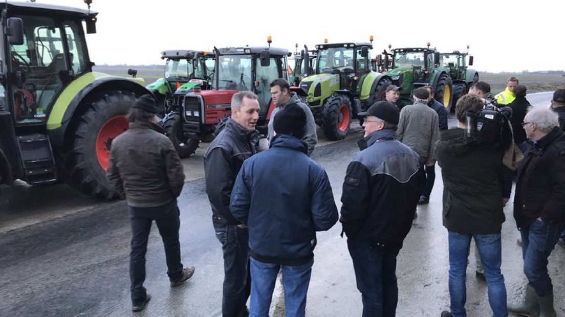 Boeren tijdens een eerdere protestactie