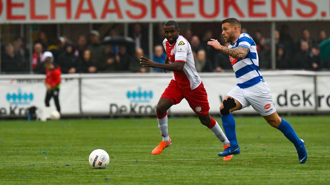 Jordi Bitter (rechts) eerder dit seizoen tegen IJsselmeervogels