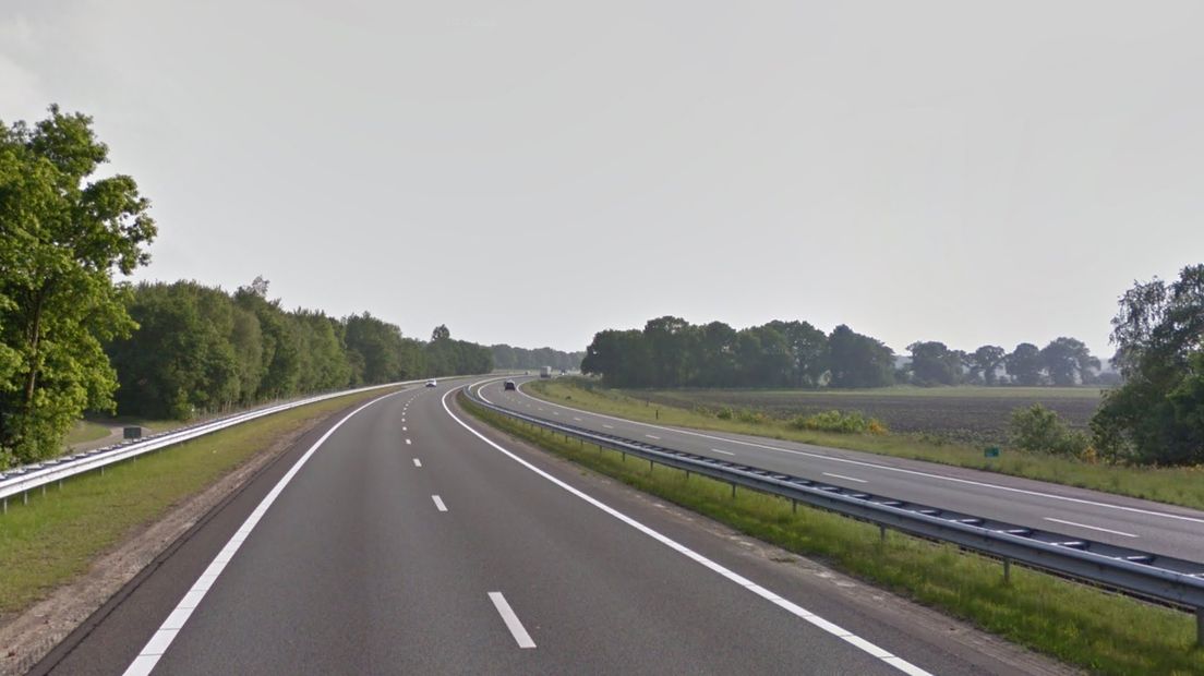 De N33 tussen Assen en Gieten is dit weekend afgesloten (Rechten: Google Streetview)