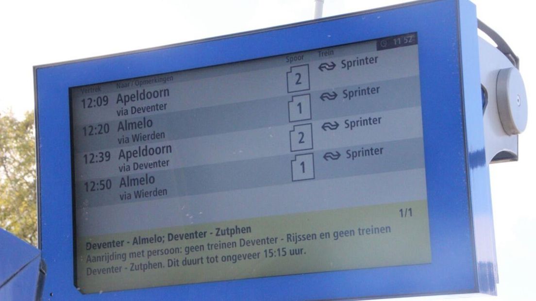 Geen treinen tussen Deventer en Rijssen en Deventer en Zutphen