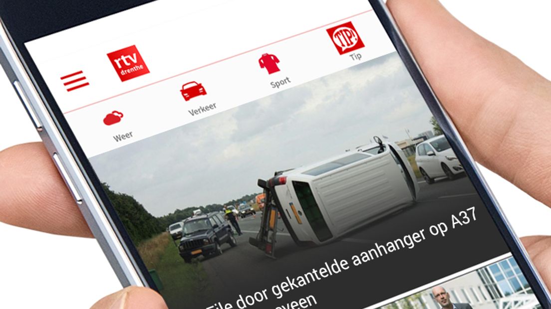 Het verkeer staat boven in de app (Rechten: RTV Drenthe)