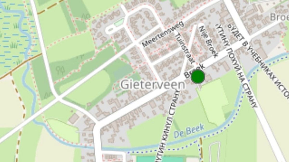Oorlogspropaganda op een kano-kaart: 'Gaan de Russen nu Gieterveen overnemen?'