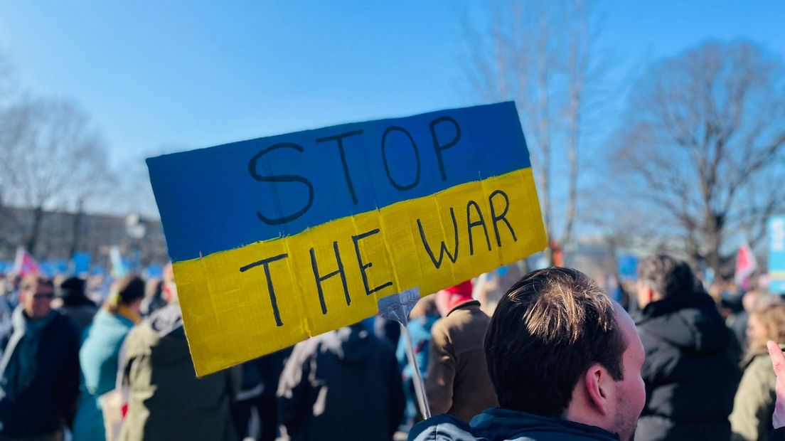 Demonstratie tegen oorlog in Oekraïne