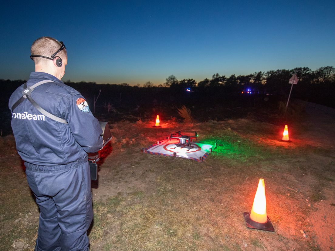 Het droneteam hielp bij de grote natuurbrand in Limburg vorige week.