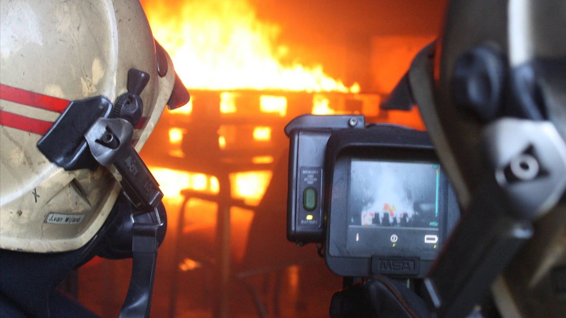 Een warmtebeeldcamera van de Brandweer Twente in actie